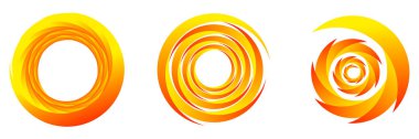 Sarı, turuncu soyut sarmal, girdap, girdap ve girdap elementleri. Koklear, sarmal, girdap simgesi - stok vektör illüstrasyonu, klip- sanat grafikleri