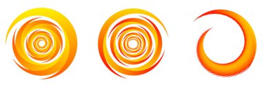 Sarı, turuncu soyut sarmal, girdap, girdap ve girdap elementleri. Koklear, sarmal, girdap simgesi - stok vektör illüstrasyonu, klip- sanat grafikleri