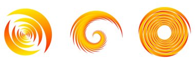 Sarı, turuncu soyut sarmal, girdap, girdap ve girdap elementleri. Koklear, sarmal, girdap simgesi - stok vektör illüstrasyonu, klip- sanat grafikleri