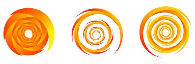 Sarı, turuncu soyut sarmal, girdap, girdap ve girdap elementleri. Koklear, sarmal, girdap simgesi - stok vektör illüstrasyonu, klip- sanat grafikleri