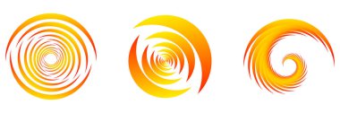 Sarı, turuncu soyut sarmal, girdap, girdap ve girdap elementleri. Koklear, sarmal, girdap simgesi - stok vektör illüstrasyonu, klip- sanat grafikleri