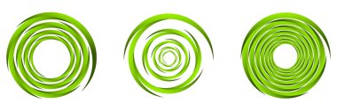 Yeşil soyut spiral kümesi, girdap, girdap ve girdap elementleri. Koklear, sarmal, girdap simgesi - stok vektör illüstrasyonu, klip- sanat grafikleri 