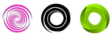Soyut spiral, girdap, girdap ve girdap elementleri seti. Koklear, sarmal, girdap simgesi - stok vektör illüstrasyonu, klip- sanat grafikleri