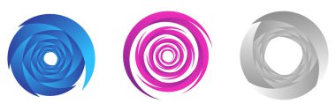 Soyut spiral, girdap, girdap ve girdap elementleri seti. Koklear, sarmal, girdap simgesi - stok vektör illüstrasyonu, klip- sanat grafikleri