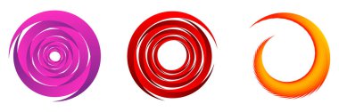 Soyut spiral, girdap, girdap ve girdap elementleri seti. Koklear, sarmal, girdap simgesi - stok vektör illüstrasyonu, klip- sanat grafikleri