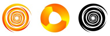 Soyut spiral, girdap, girdap ve girdap elementleri seti. Koklear, sarmal, girdap simgesi - stok vektör illüstrasyonu, klip- sanat grafikleri