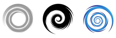 Soyut spiral, girdap, girdap ve girdap elementleri seti. Koklear, sarmal, girdap simgesi - stok vektör illüstrasyonu, klip- sanat grafikleri