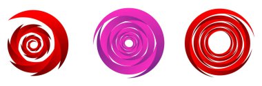 Soyut spiral, girdap, girdap ve girdap elementleri seti. Koklear, sarmal, girdap simgesi - stok vektör illüstrasyonu, klip- sanat grafikleri