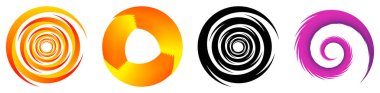 Soyut spiral, girdap, girdap ve girdap elementleri seti. Koklear, sarmal, girdap simgesi - stok vektör illüstrasyonu, klip- sanat grafikleri