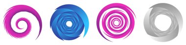 Soyut spiral, girdap, girdap ve girdap elementleri seti. Koklear, sarmal, girdap simgesi - stok vektör illüstrasyonu, klip- sanat grafikleri