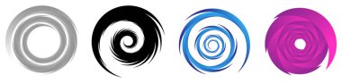 Soyut spiral, girdap, girdap ve girdap elementleri seti. Koklear, sarmal, girdap simgesi - stok vektör illüstrasyonu, klip- sanat grafikleri