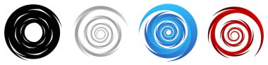 Soyut spiral, girdap, girdap ve girdap elementleri seti. Koklear, sarmal, girdap simgesi - stok vektör illüstrasyonu, klip- sanat grafikleri