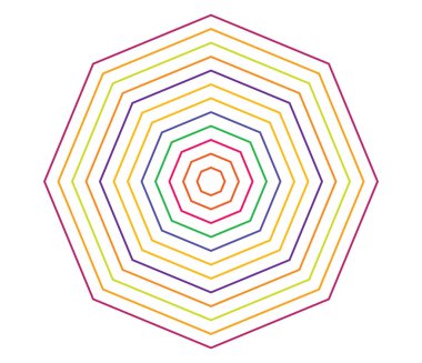 Basit soyut radyal, eşmerkezli motif, mandala simgesi ve sembol