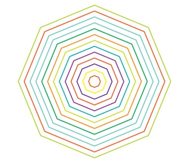 Basit soyut radyal, eşmerkezli motif, mandala simgesi ve sembol