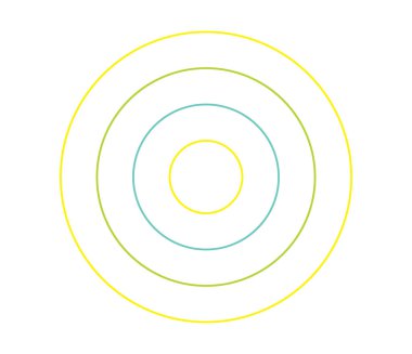 Basit soyut radyal, eşmerkezli motif, mandala simgesi ve sembol