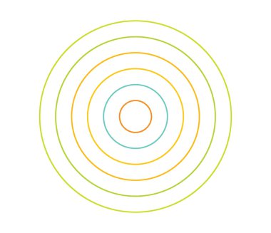 Basit soyut radyal, eşmerkezli motif, mandala simgesi ve sembol