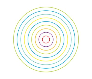 Basit soyut radyal, eşmerkezli motif, mandala simgesi ve sembol