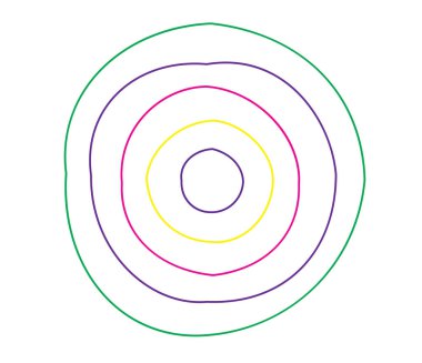 Basit soyut radyal, eşmerkezli motif, mandala simgesi ve sembol