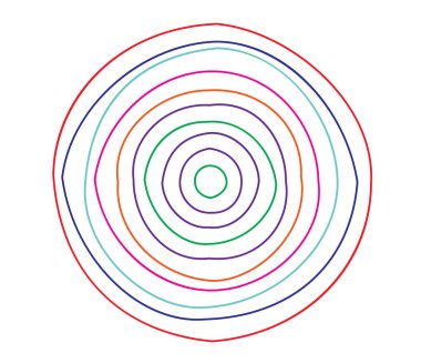 Basit soyut radyal, eşmerkezli motif, mandala simgesi ve sembol