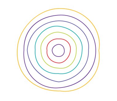 Basit soyut radyal, eşmerkezli motif, mandala simgesi ve sembol