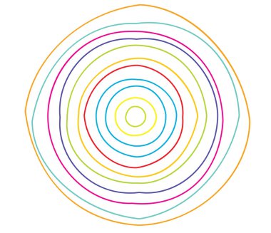 Basit soyut radyal, eşmerkezli motif, mandala simgesi ve sembol