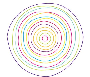 Basit soyut radyal, eşmerkezli motif, mandala simgesi ve sembol