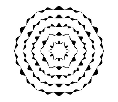 Basit soyut radyal, eşmerkezli motif, mandala simgesi ve sembol