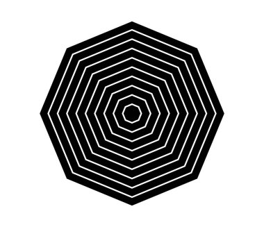 Basit soyut radyal, eşmerkezli motif, mandala simgesi ve sembol