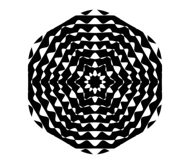 Basit soyut radyal, eşmerkezli motif, mandala simgesi ve sembol