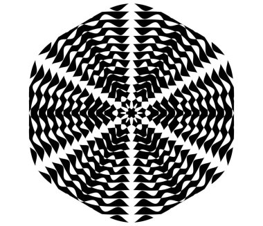 Basit soyut radyal, eşmerkezli motif, mandala simgesi ve sembol