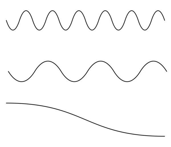 Wellenförmige Winkende Wellenförmige Linien Bilden Ein 3Er Set Kurvige Wellige — Stockvektor