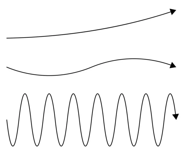 Krzywy Falisty Falujące Strzałki Kształt Zestaw Ilustracja Wektor Akcji Clip — Wektor stockowy