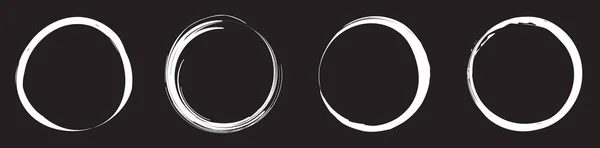 Grungy Grunge Textured Circles Rings Set Circular Smear Smudge Paint — Stock Vector