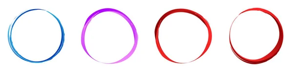 Grungy Grunge Strukturerade Cirklar Ringar Inställda Cirkulärt Utstryk Kladdfärgningseffekt Cirkulär — Stock vektor