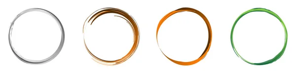 Grunge Grunge Círculos Texturizados Anéis Definidos Esfregaço Circular Efeito Tinta — Vetor de Stock