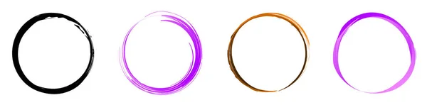 Grungy Grunge Texturierte Kreise Ringe Gesetzt Kreisförmige Schmierereien Schmierfarbe Effekt — Stockvektor