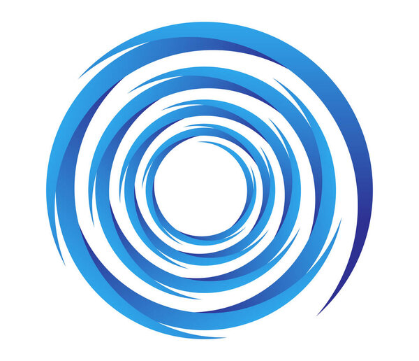 Abstract blue spiral, swirl, twirl and whirl elements. Cochlear, helix, vortex icon