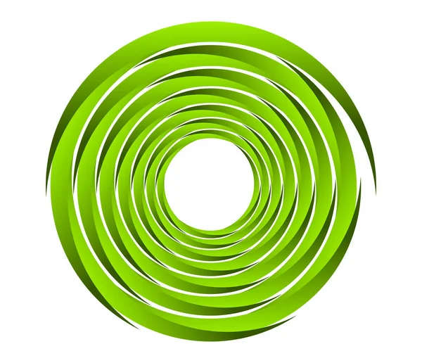 Abstrato Espiral Verde Redemoinho Girar Girar Elementos Ícone Coclear Helicoidal — Vetor de Stock