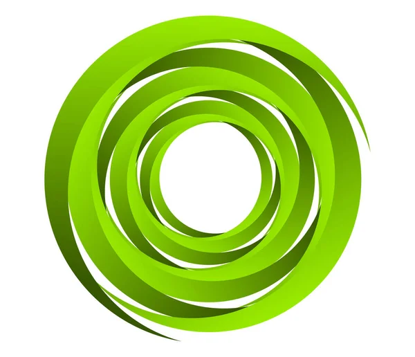 Espiral Verde Abstracto Remolino Giro Elementos Giratorios Icono Coclear Hélice — Vector de stock