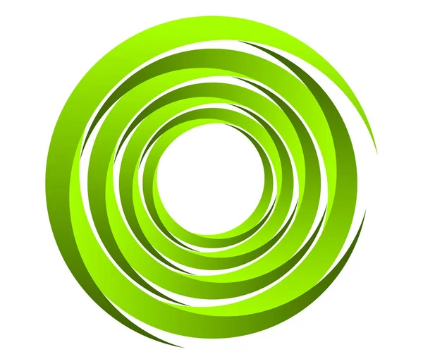 Abstrato Espiral Verde Redemoinho Girar Girar Elementos Ícone Coclear Helicoidal — Vetor de Stock