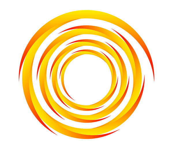 Abstract green spiral, swirl, twirl and whirl elements. Cochlear, helix, vortex icon