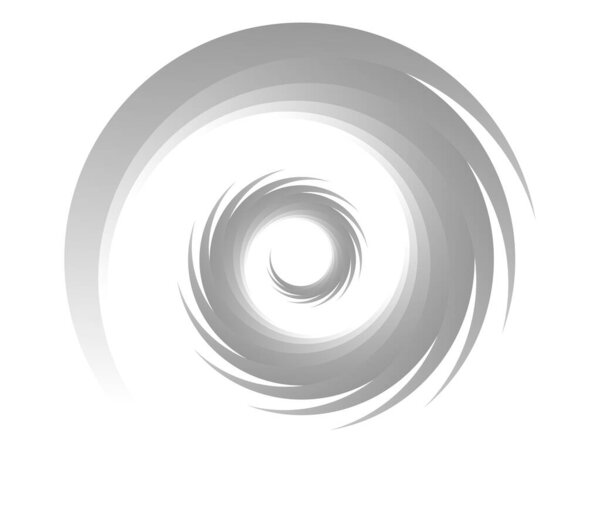 Abstract grey, gyeyscale spiral, swirl, twirl and whirl elements. Cochlear, helix, vortex icon