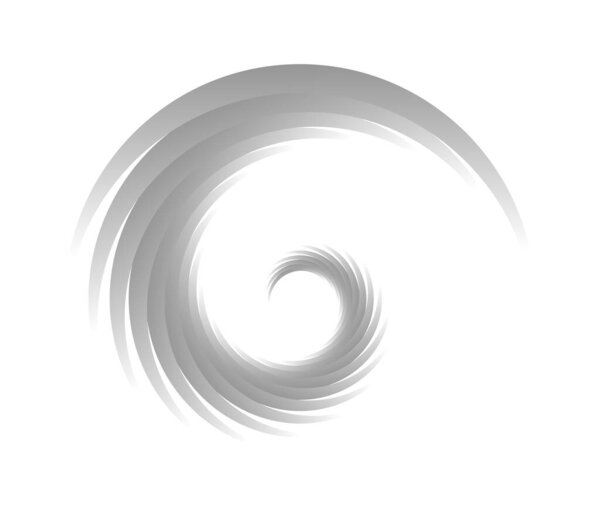 Abstract grey, gyeyscale spiral, swirl, twirl and whirl elements. Cochlear, helix, vortex icon