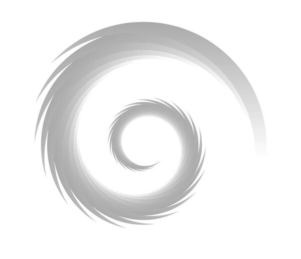 Abstract grey, gyeyscale spiral, swirl, twirl and whirl elements. Cochlear, helix, vortex icon