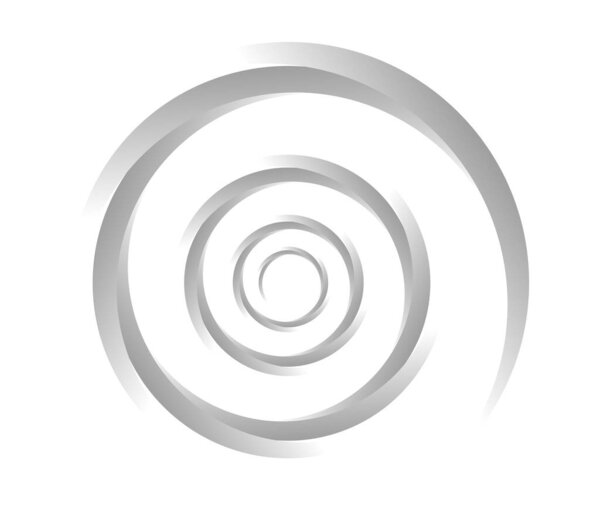 Abstract grey, gyeyscale spiral, swirl, twirl and whirl elements. Cochlear, helix, vortex icon