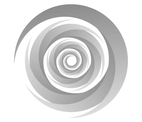 Abstract grey, gyeyscale spiral, swirl, twirl and whirl elements. Cochlear, helix, vortex icon