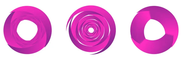 Набор Фиолетовых Розовых Абстрактных Спиральных Вихревых Вращающихся Вихревых Элементов Кохлеарная — стоковый вектор