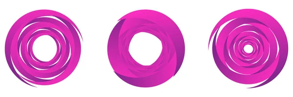 Conjunto Espiral Abstracta Púrpura Rosa Elementos Giratorios Giratorios Giratorios Cochlear — Vector de stock