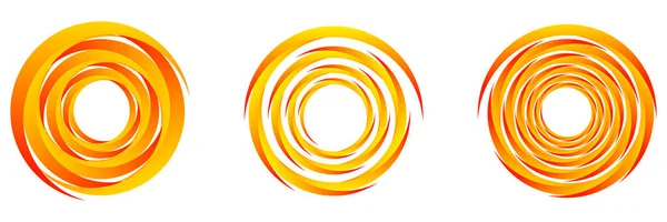 Set Yellow Orange Abstract Spiral Swirl Twirl Whirl Elements Cochlear — Stock Vector