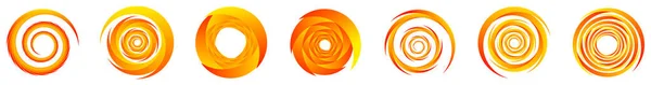 Uppsättning Gula Orange Abstrakta Spiral Virvla Virvla Och Virvla Element — Stock vektor